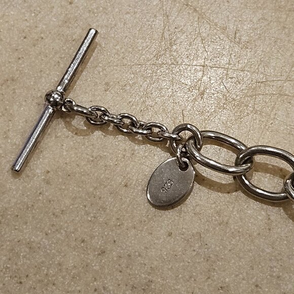 RARE VINTAGE MONICA RICH KOSANN SILVER CHARM ROLO TOGGLE FILIGREE BRACELET - Picture 8 of 12